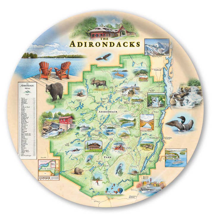 XPLORER MAPS - Wholesale Serving Tray - Adirondacks Map Wooden Serving Tray 1