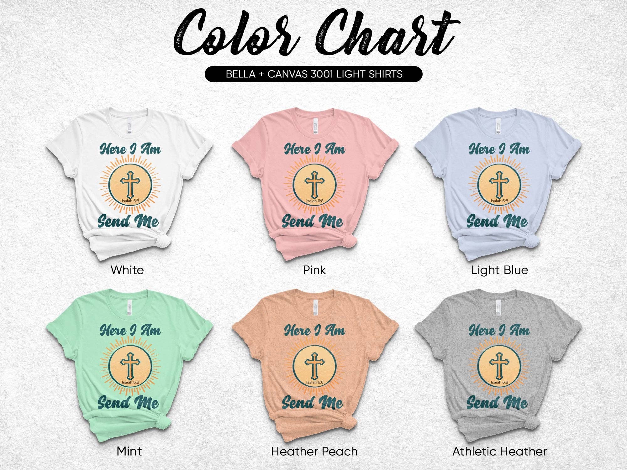 FreakyTeeFactory - Wholesale Screen Printed T-Shirt - Women's - Christian T-Shirt Here I Am Send Me, Isaiah 6 8 Scripture Tee, Religious Gift, Faith-Based Clothing, Unisex Bible Verse Shirt25