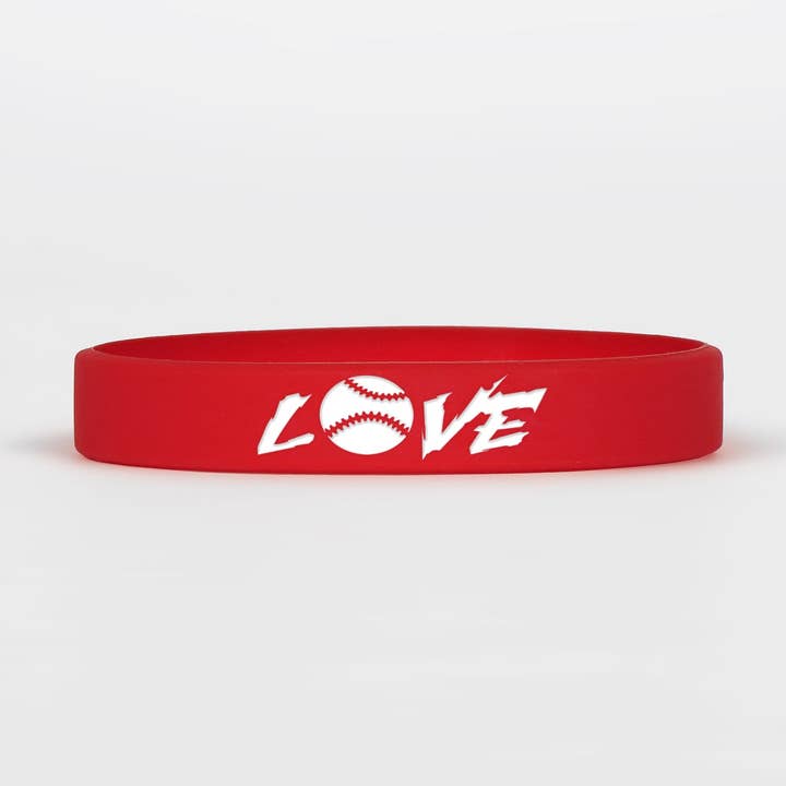 Bracelet de motivation rouge et blanc Baseball Love pour la vente par Sleefs
