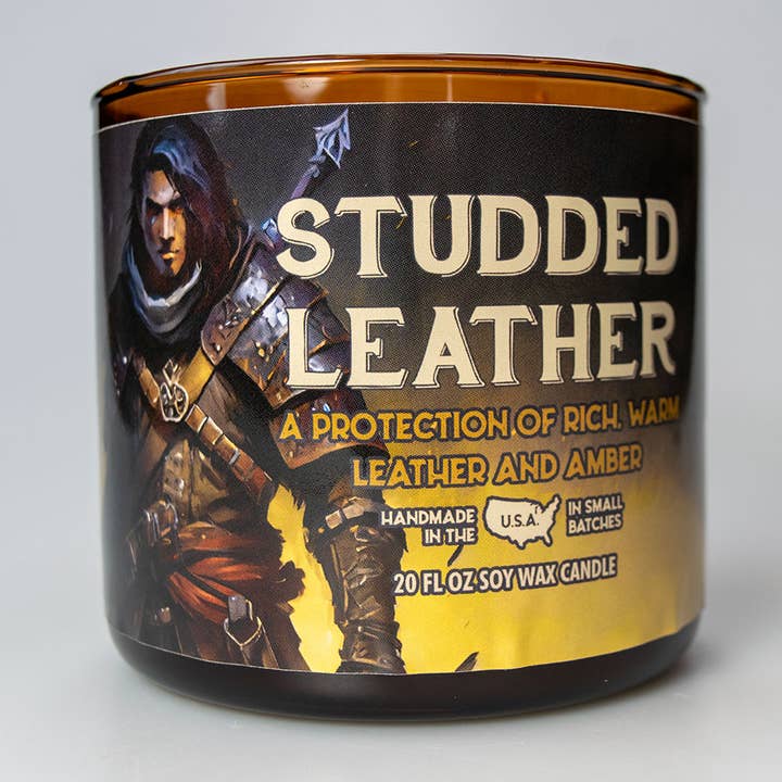 Game Master Dice - Wholesale Travel Candles - Studded Leather Gaming Candle