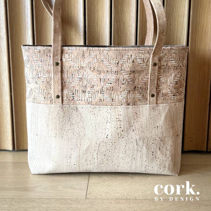 Guida Cork Tote Bag - Laser Cut Leaf for wholesale by Cork By Design