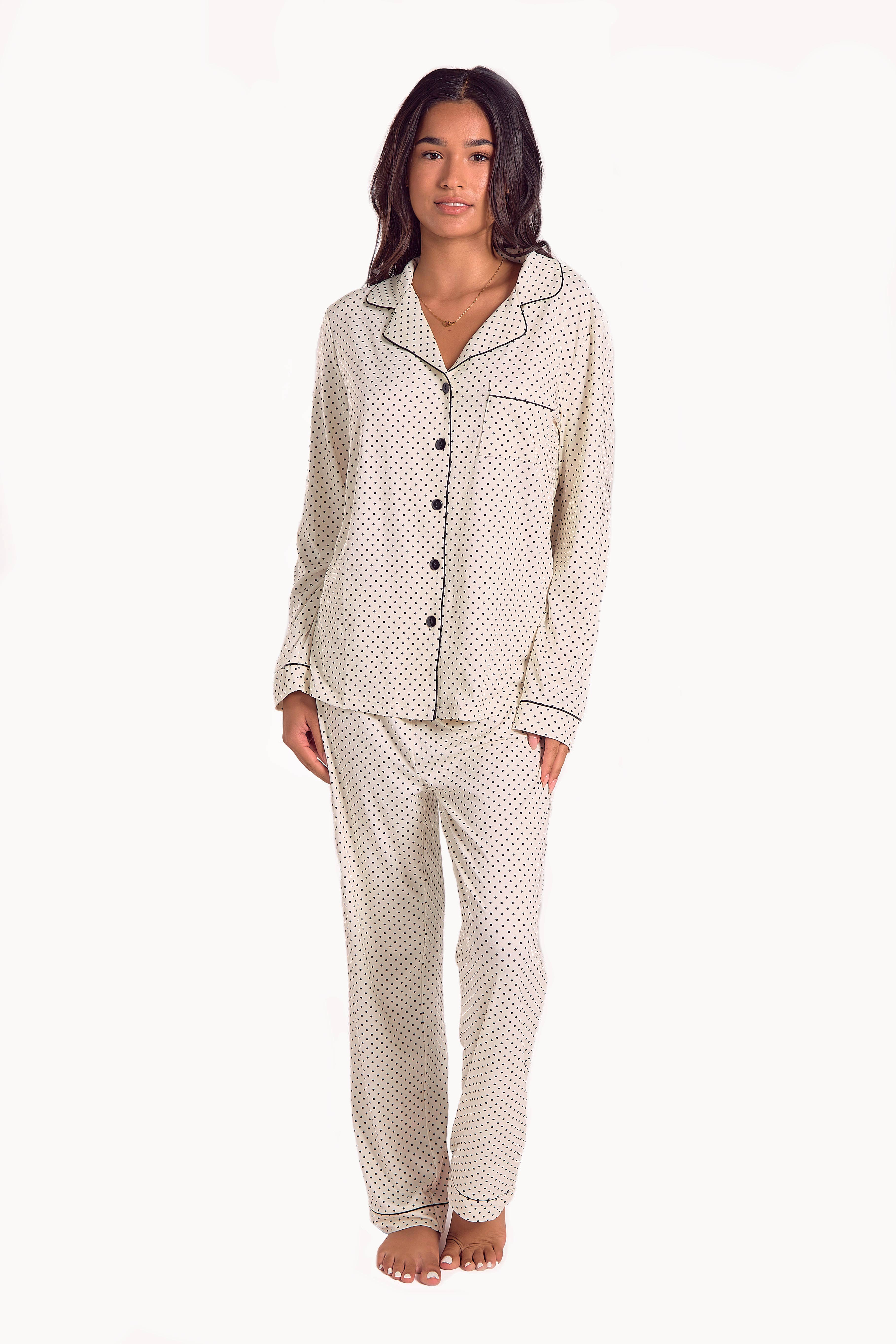 iCollection - Wholesale Nightgown - Women's - Calise Plus Size Stretch-Knit Black L/S Sleep Shirt-Dress9