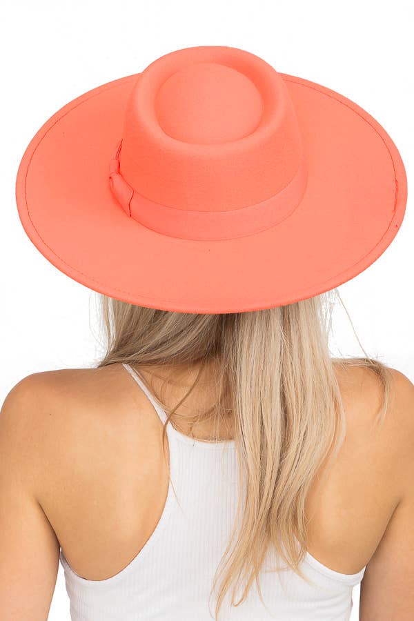 Cap Zone – wholesale Fedora - Dam – Wide Brim Bolero Faux Filt Pork Pie Crown Hat19