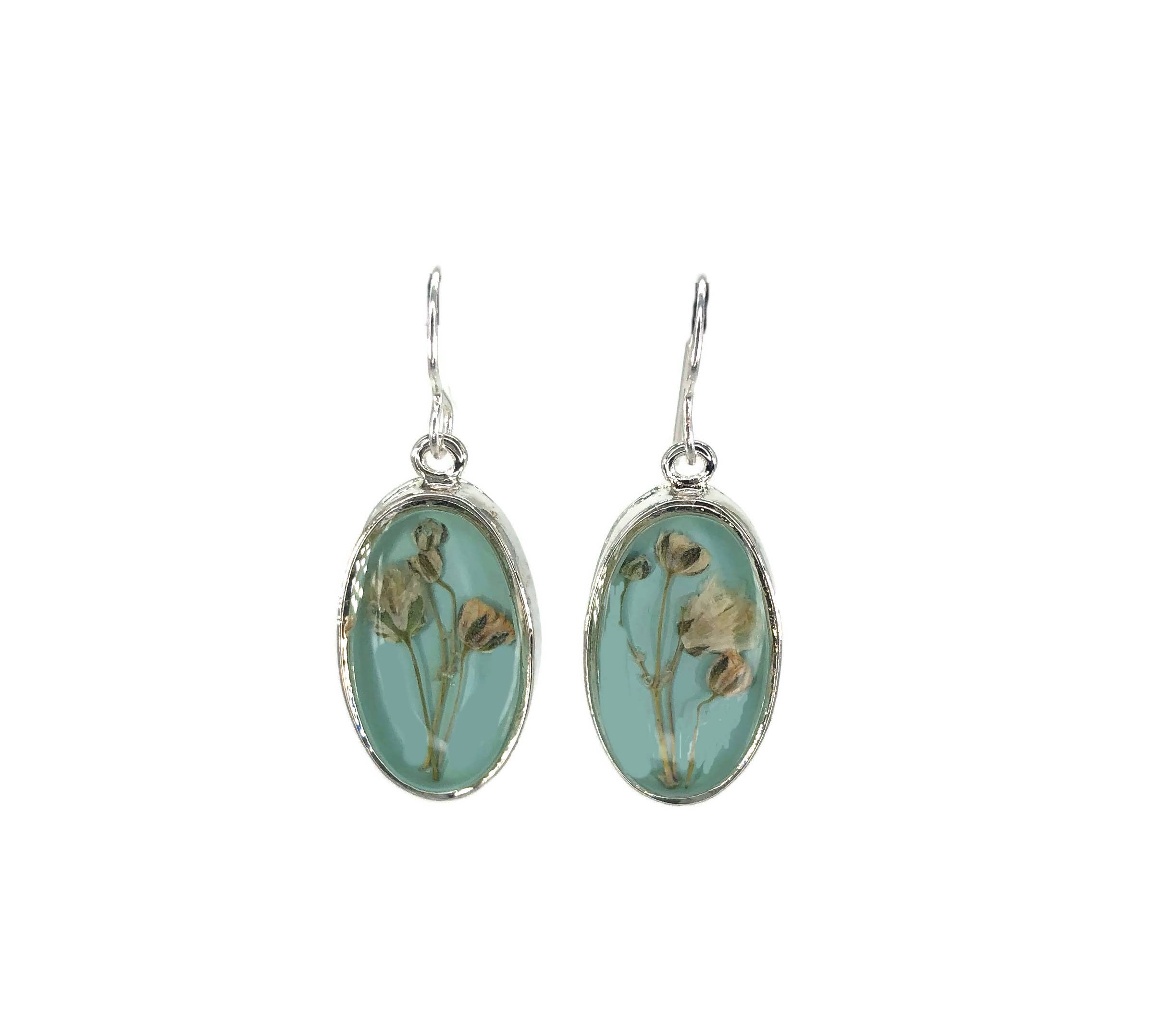 Shari Dixon - Wholesale Dangle Earrings - Baby's Breath Blue Small Oval Earrings0