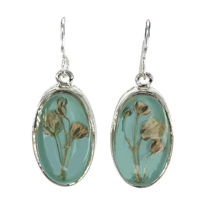Shari Dixon - Wholesale Dangle Earrings - Baby's Breath Blue Small Oval Earrings0