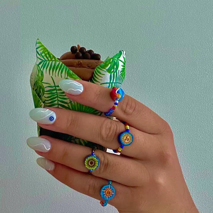 cutandcropped - Wholesale Band/Stacked Ring - 20 Random Seed Bead Rings2