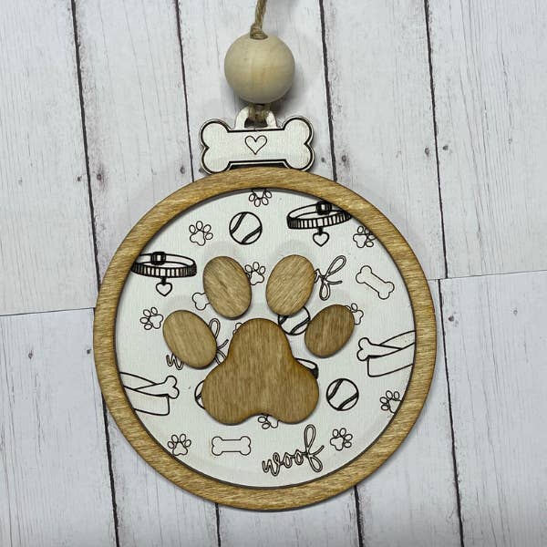 Dog Paw - Love and Loyalty (round) Ornament/Charm for wholesale by Plums & Roses