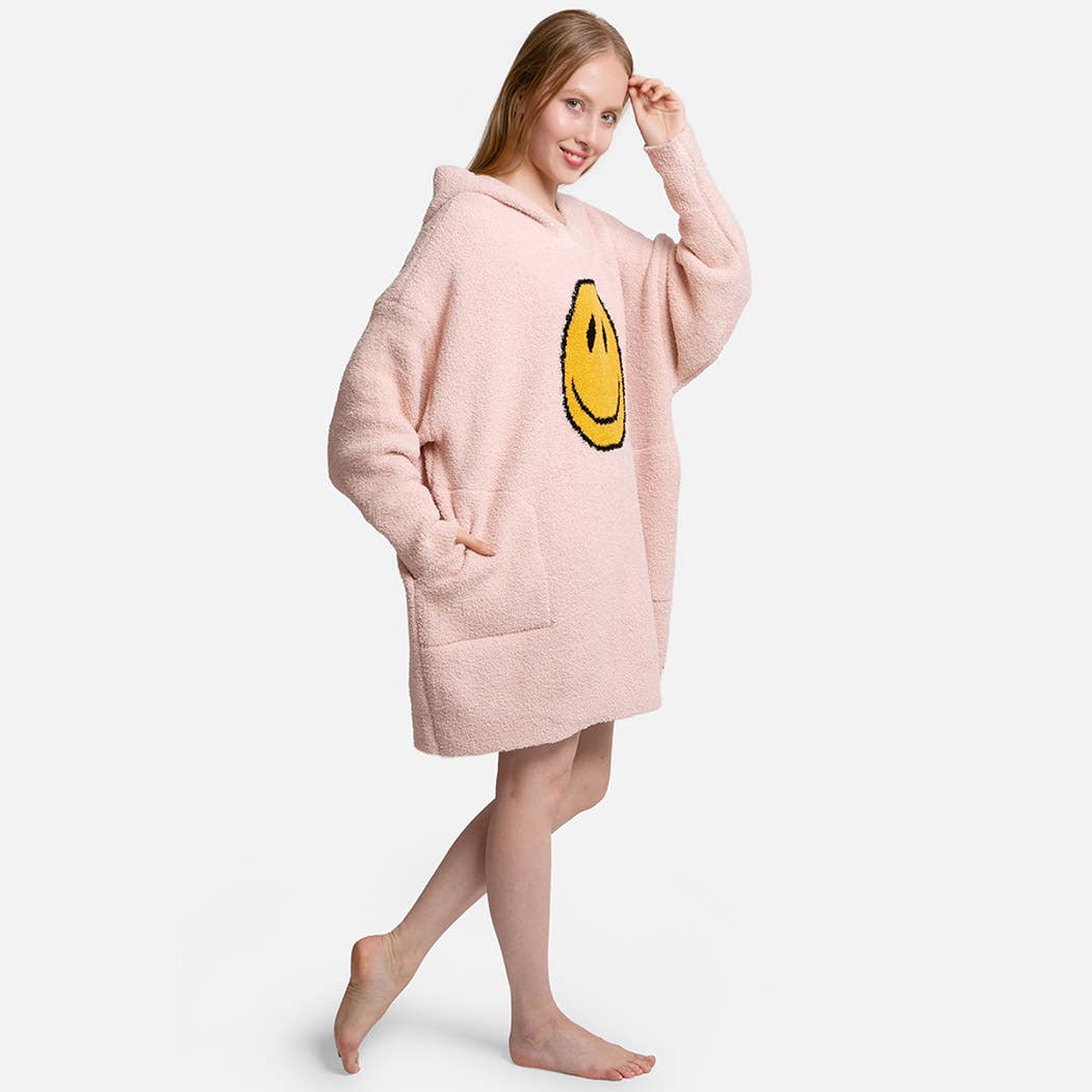 Fashion City - Wholesale Hoodie - Women's - Hooded Happy Face Snuggie with Pocket18