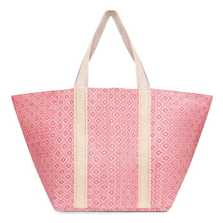 DIAMOND WEAVE BEACH BAG - PINK for wholesale by Cockatoo