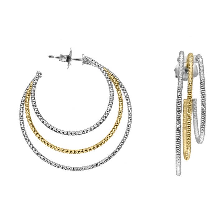 Boucles D'Oreilles En Argent Trois Anneaux Grand Modèle @196 pour la vente par ORUS BIJOUX