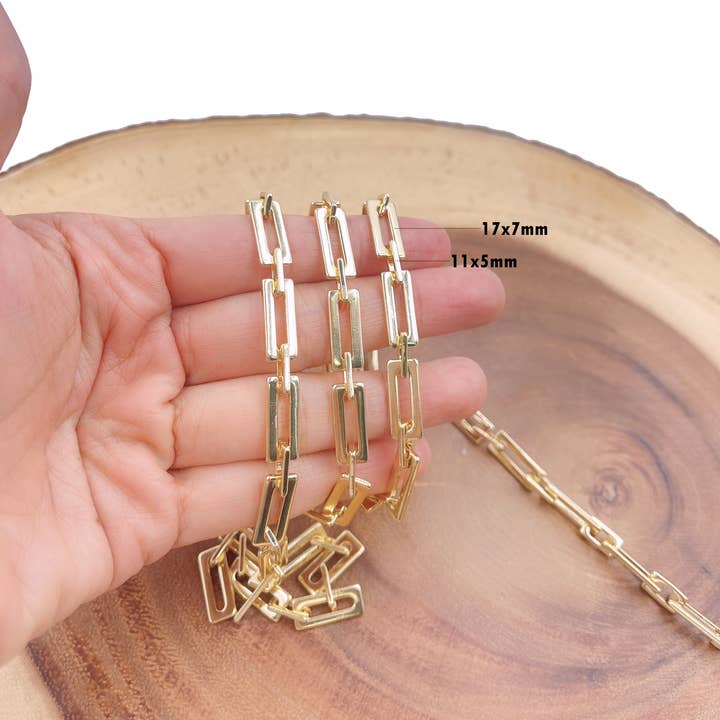 Chaîne de trombones plat rectangulaire au pied, CH279 pour la vente par Beads Creation