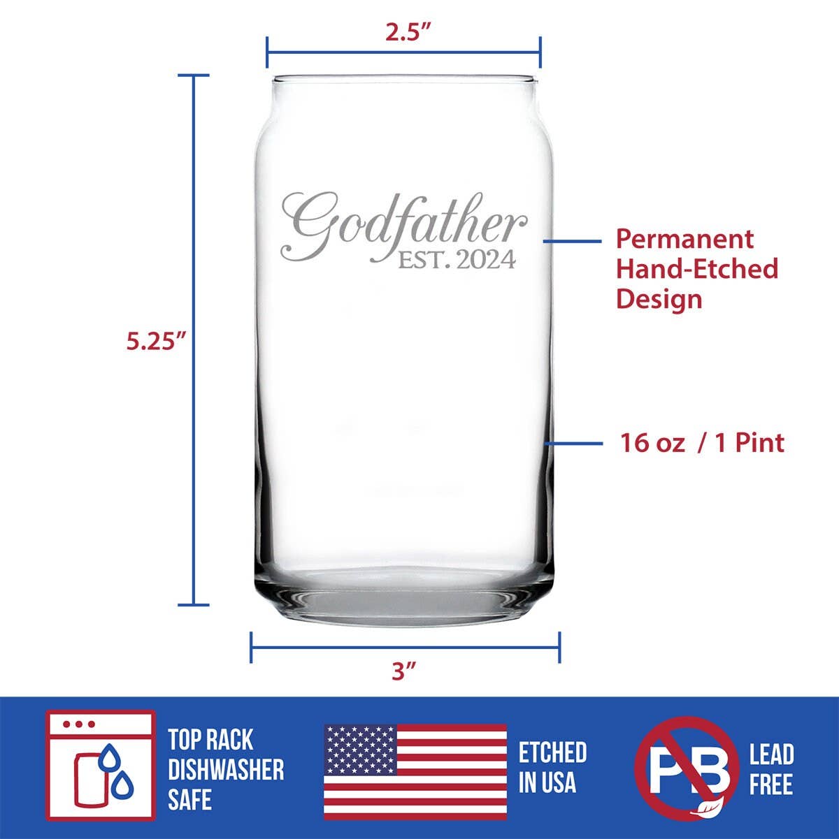 bevvee – wholesale Beer glass/mug – Decorative 2024 New Godfather Beer Can Pint Glass -  Gifts4