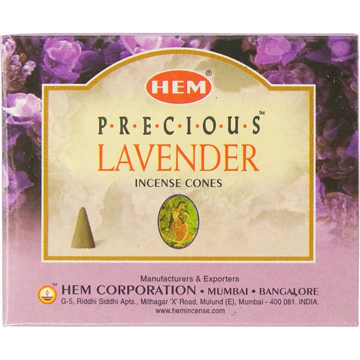 Hem Incense Cones in Display Box 10 Cones Precious Lavender for wholesale by Kheops International