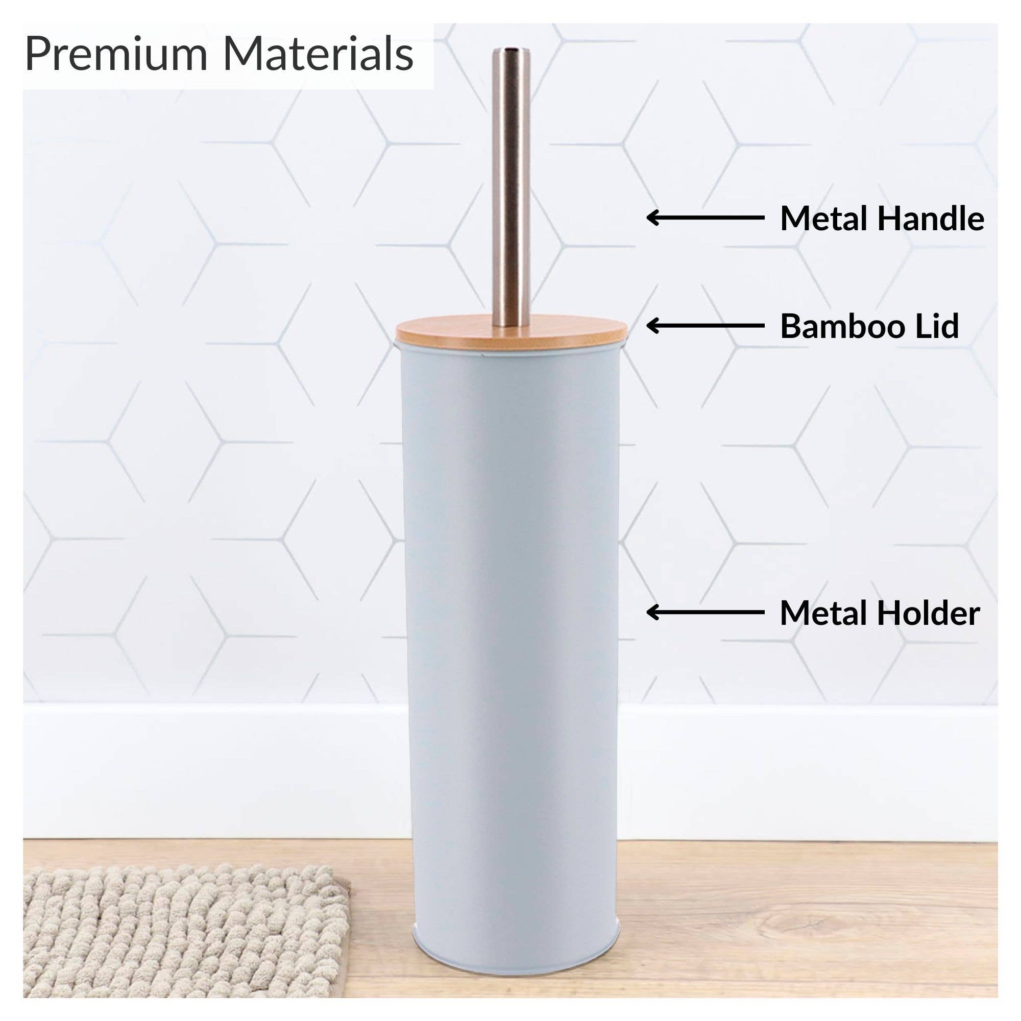 Evideco French Home Goods - Wholesale Toilet Bowl Brush - Metal Toilet Brush and Holder Set With Bamboo Lid10