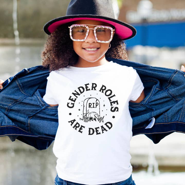 Gender Roles Are Dead Kids Tee for wholesale by Naked Mangoes