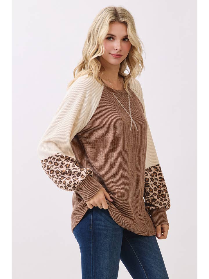 7th Ray – wholesale Knit top – Women's – Color Block Raglan Long Sleeve Pullover Top T61079