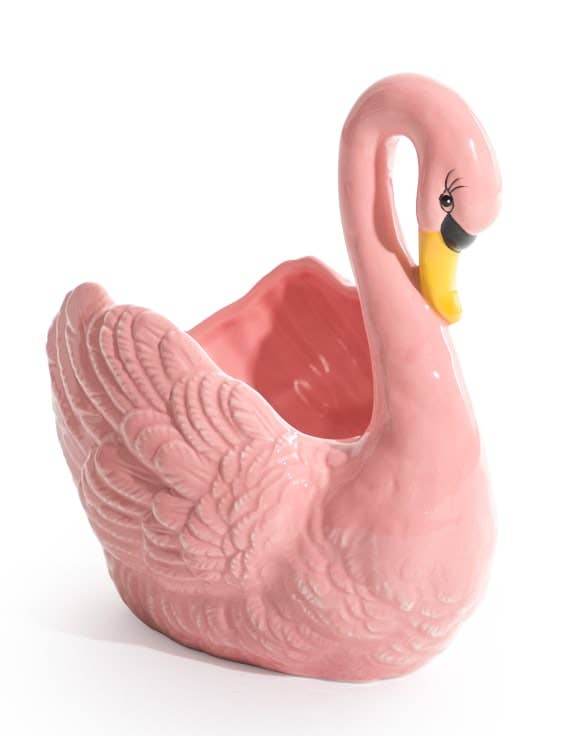 McGowan & Rutherford Ltd - Wholesale Plant Pot - Pink Swan Ceramic Planter / Storage Bowl