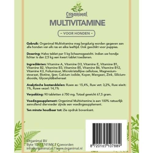 Organimal – Großhandel Nahrungsergänzungsmittel für Haustiere – Hund – Organimal Multivitamin für Hunde (bis 30 kg) – 45 Tabletten à 700 mg1