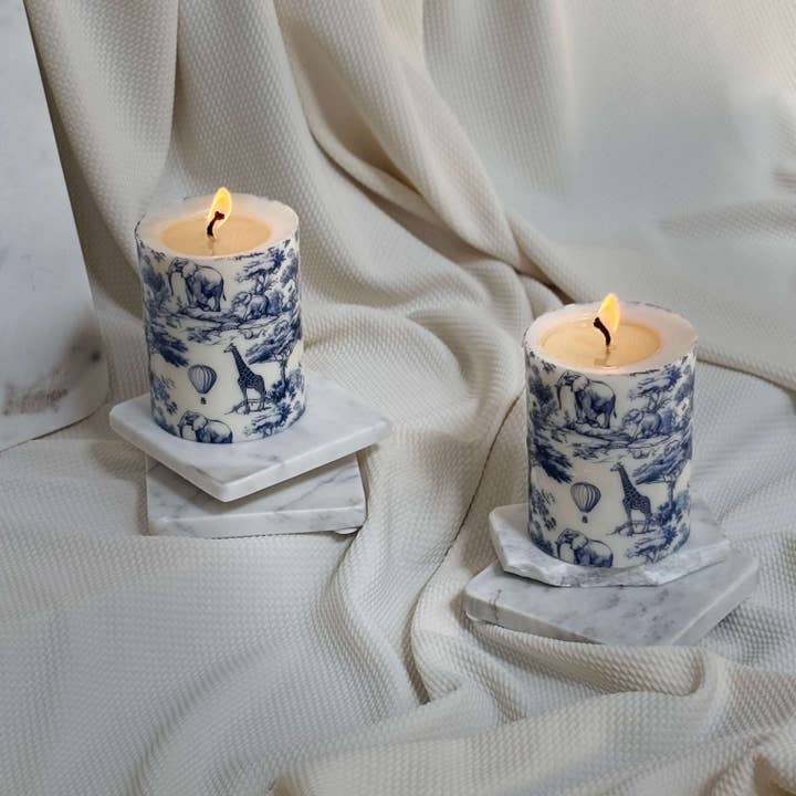 OH MY BOX - Wholesale Pillar Candle - Toile Safari Candle | Elegant Home Decor Gift10