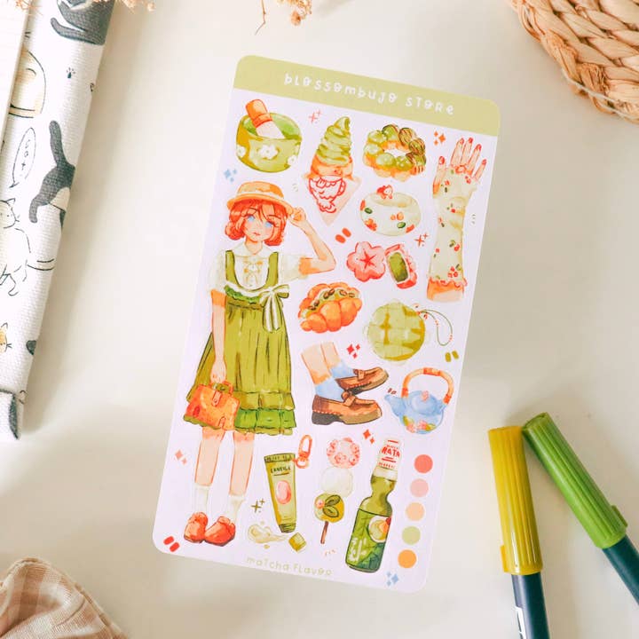 Stickersheet - Matcha Flavor for wholesale by BlossomBujo Store