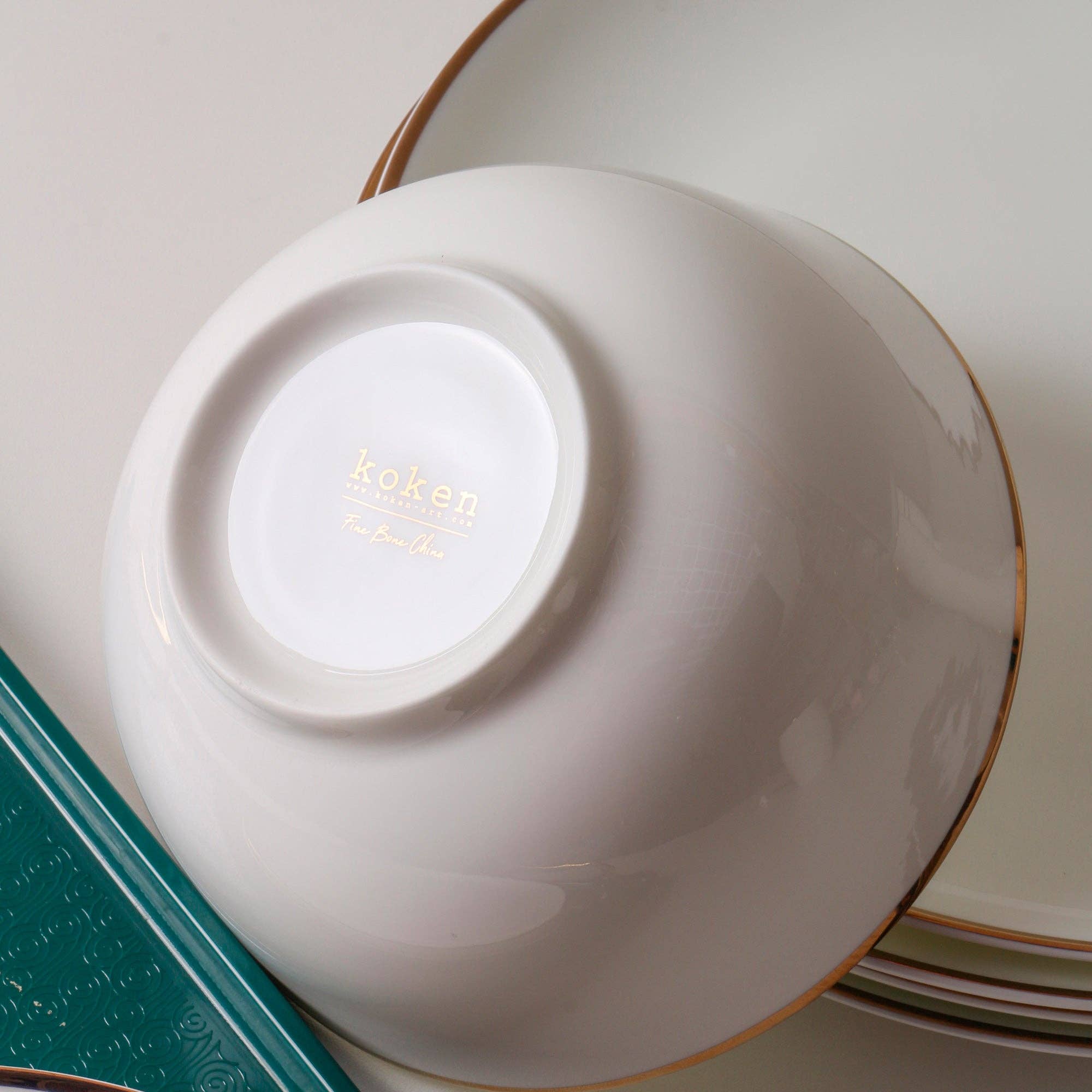 koken - Wholesale Dinnerware Set - KOKEN - 16 Pc Dinnerware sets for 4 - Porcelain dinnerware set - Plates and bowls sets - Dishes Set for 4 – Microwave safe plates and bowls sets - kitchen sets for home - White plates And Golden Rim10