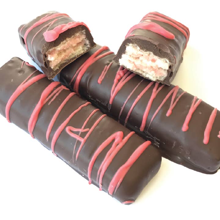 Dark Chocolate Strawberry Wafers for wholesale by Marianne's Chocolates