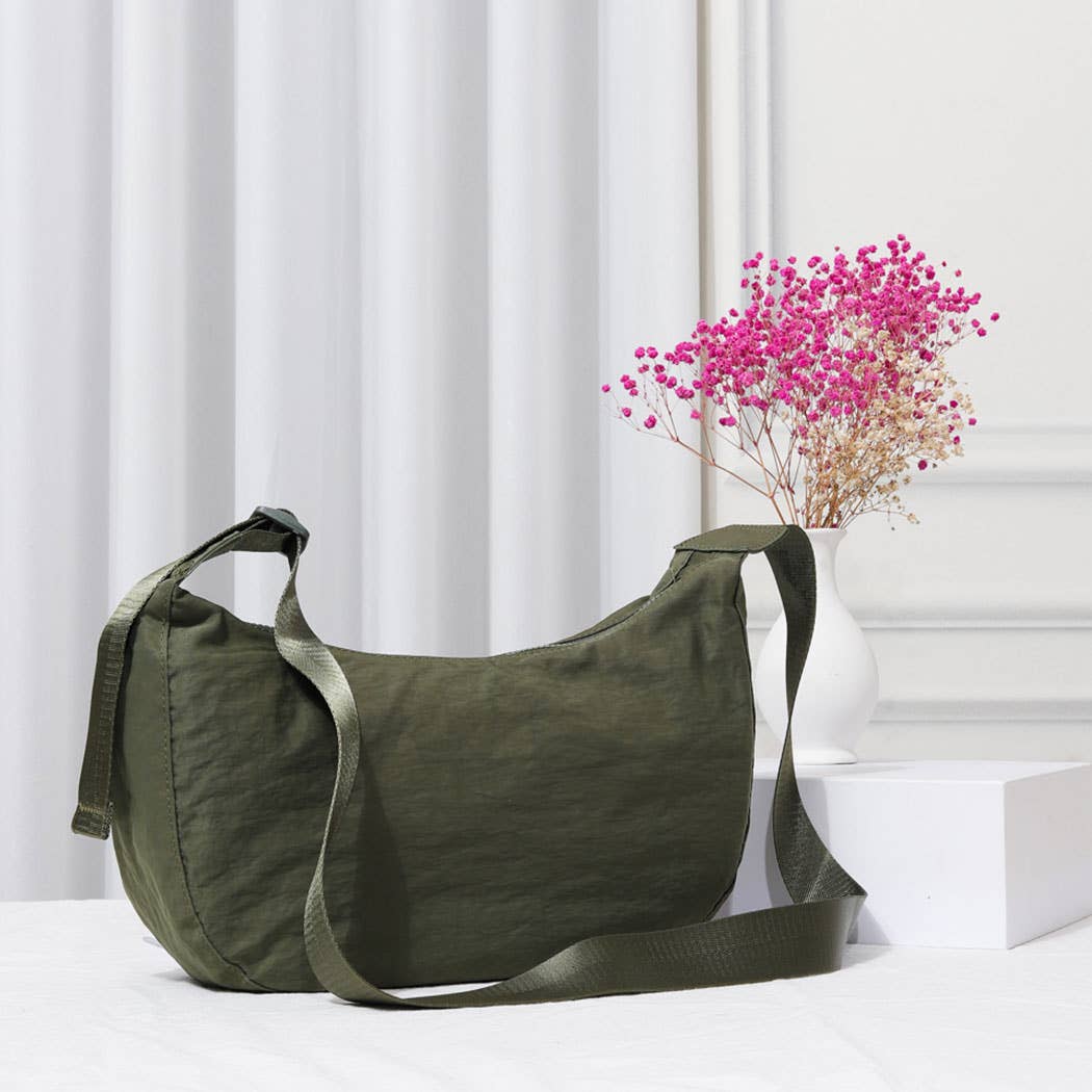 Fashion City - Wholesale Crossbody Bag - Women's - Nylon Half Moon Crossbody-Dark Colors3