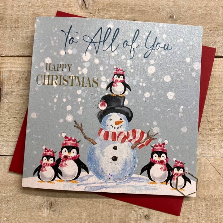To All Of You Snowman & Penguins - Christmas Card (C25-54) for wholesale by White Cotton Cards