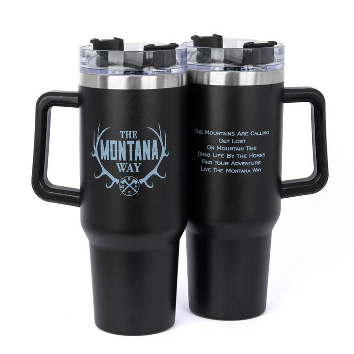 The Montana Way - Wholesale Insulated Mug/Tumbler - The Logo Stainless Steel Tumbler w/Handle in Black