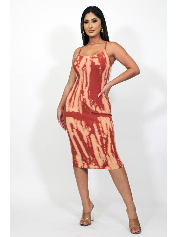 Junie - Wholesale Dress - Women's - TIE-DYE CAMI CALF-LENGTH KNIT DRESS1