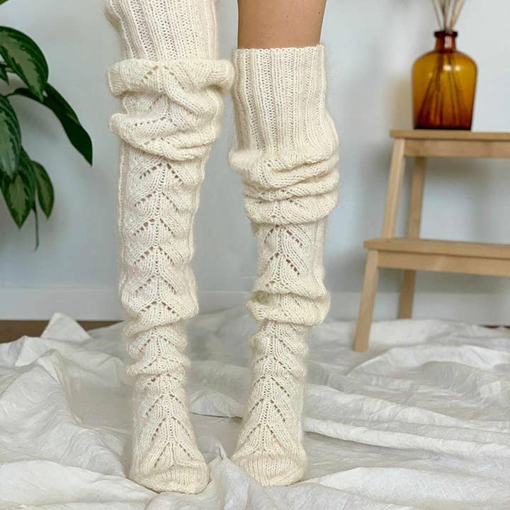 ACCITY - Wholesale Socks - Women's - AUTUMN AND WINTER HOLLOW OVER-THE-KNEE SOCKS_CWMS08471
