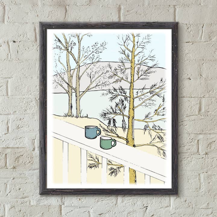 Coffee at the Cabin Art Print for wholesale by Roam Wild Designs