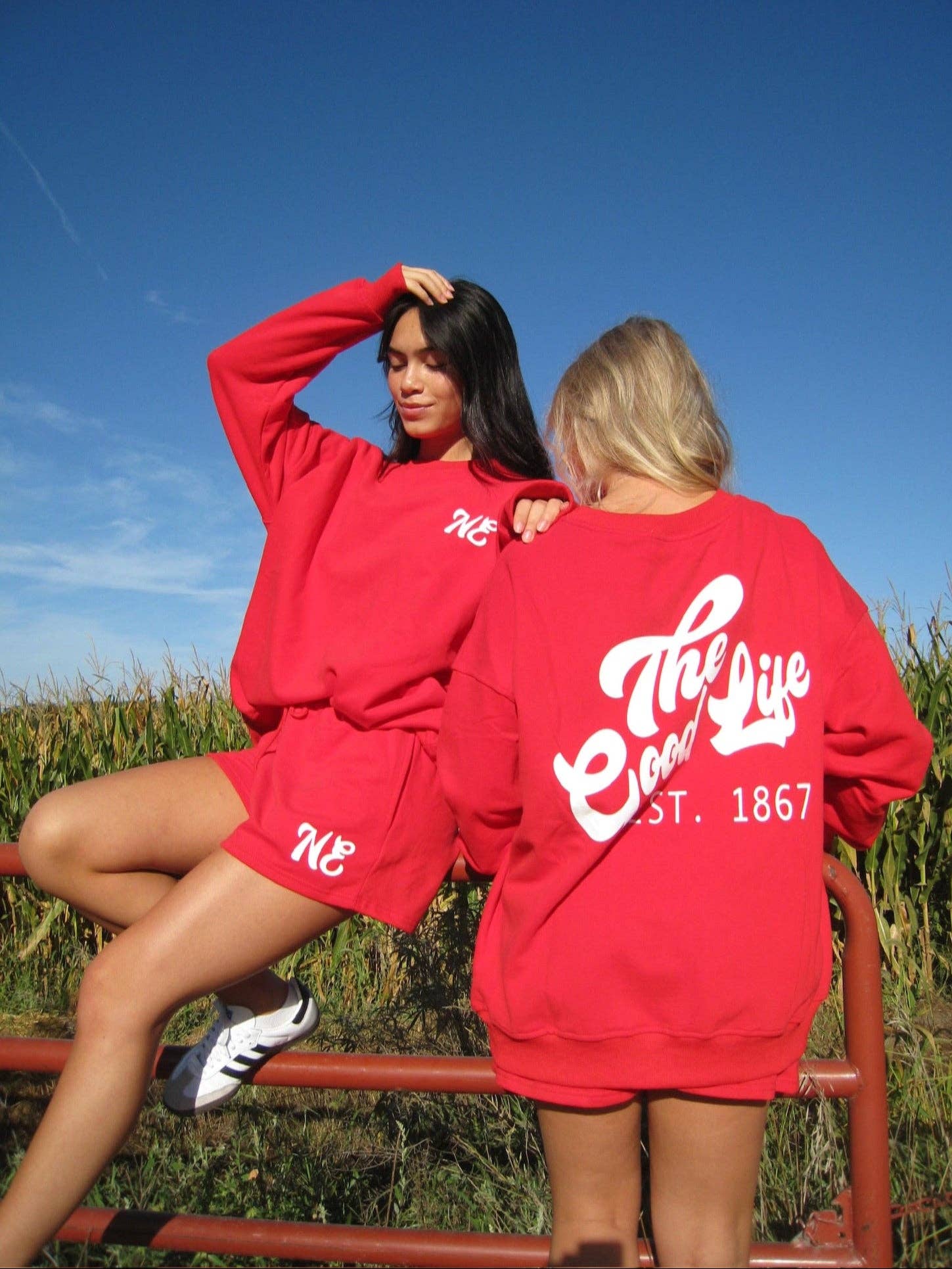 Red NE Good Life Core Sweatshirt for wholesale on Faire17