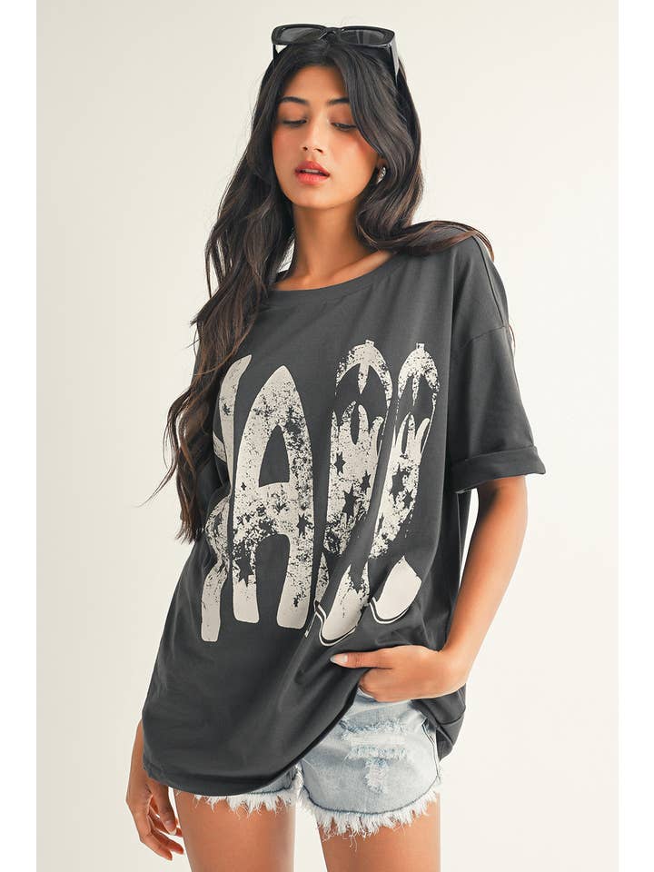 Carbon Grey LDC Vintage Yall Cowboy Boots Graphic Tee for wholesale on Faire