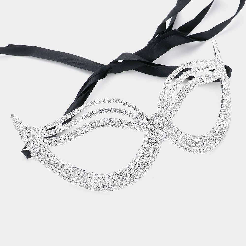 Sensibling Corp. - Wholesale Costume - Women's - Rhinestone Pave Cat Eye Masquerade Mask
1