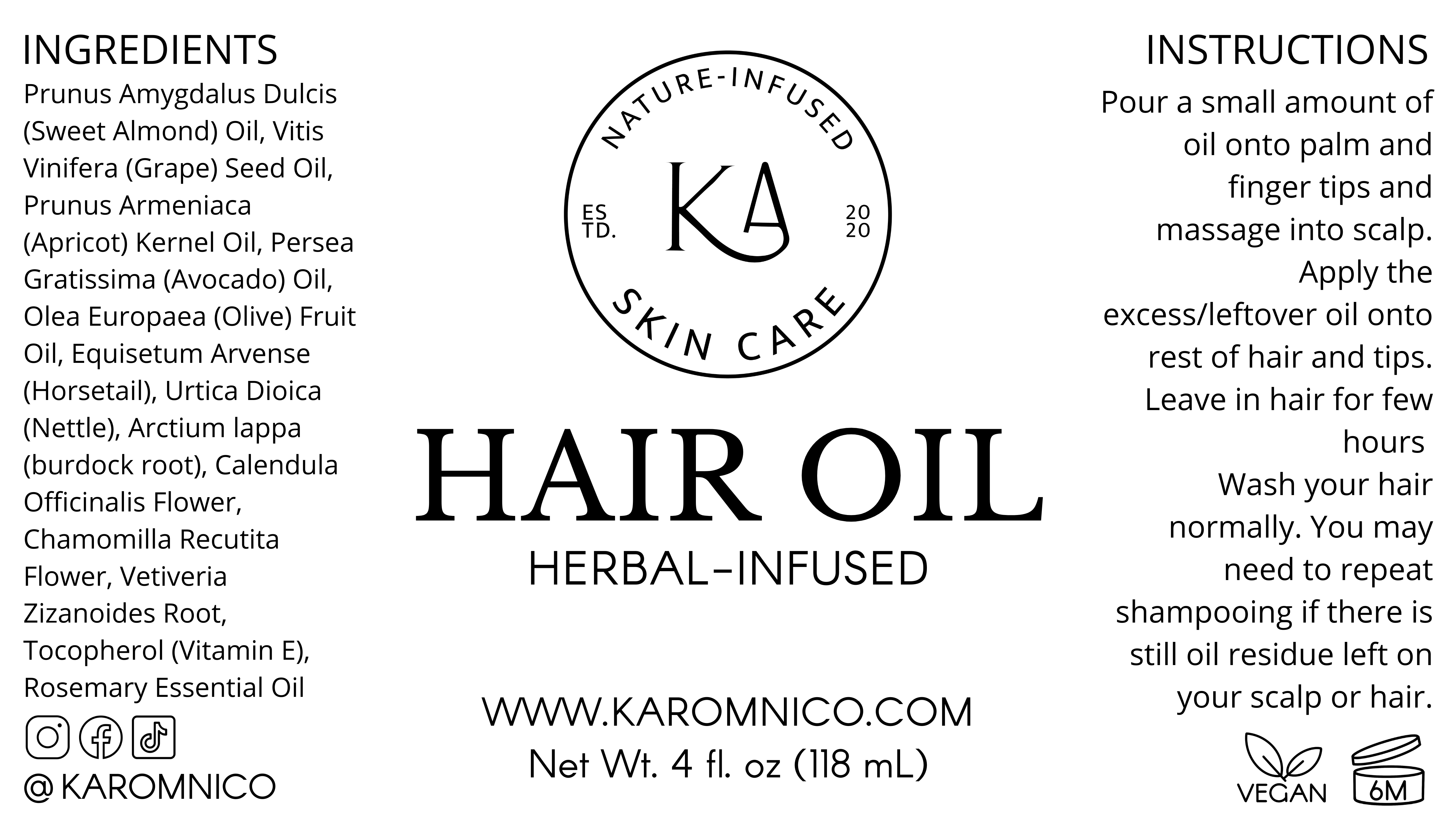 Karomni Co. - Wholesale Hair Oil - Herbal Hair Oil - Scalp treatment, Ayurvedic hair oil1