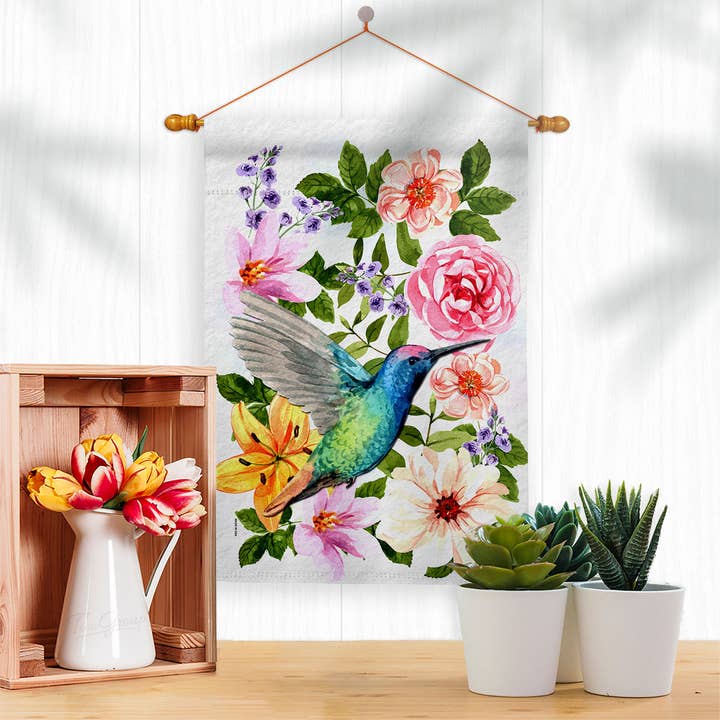 Two Group Flag Co - Wholesale Flag - Colorful Hummingbird Animals Bird Floral Decor Flag