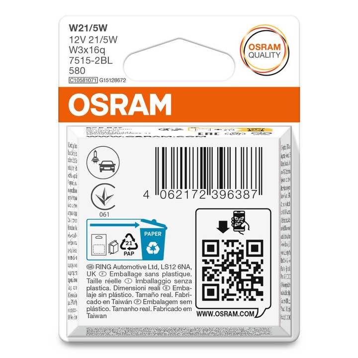S&U FairTrade UG - Wholesale Gloeilampje - OSRAM ORIGINAL 7515-2BL W21/5W W3x16q 12V 21/5W0