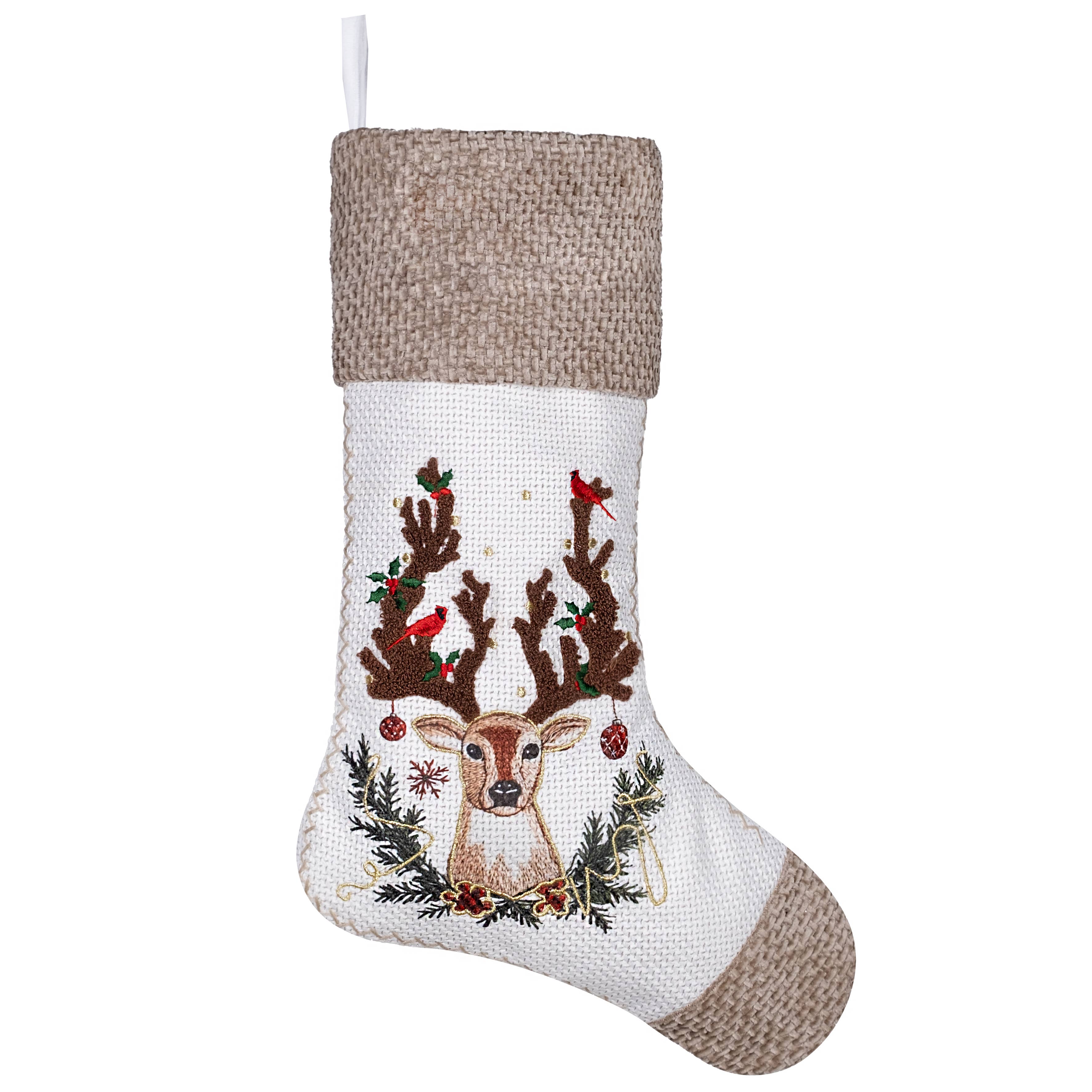 GEXWORLDWIDE - Wholesale Holiday Stocking - New Vintage Stitched Christmas Stockings Holiday Decor2