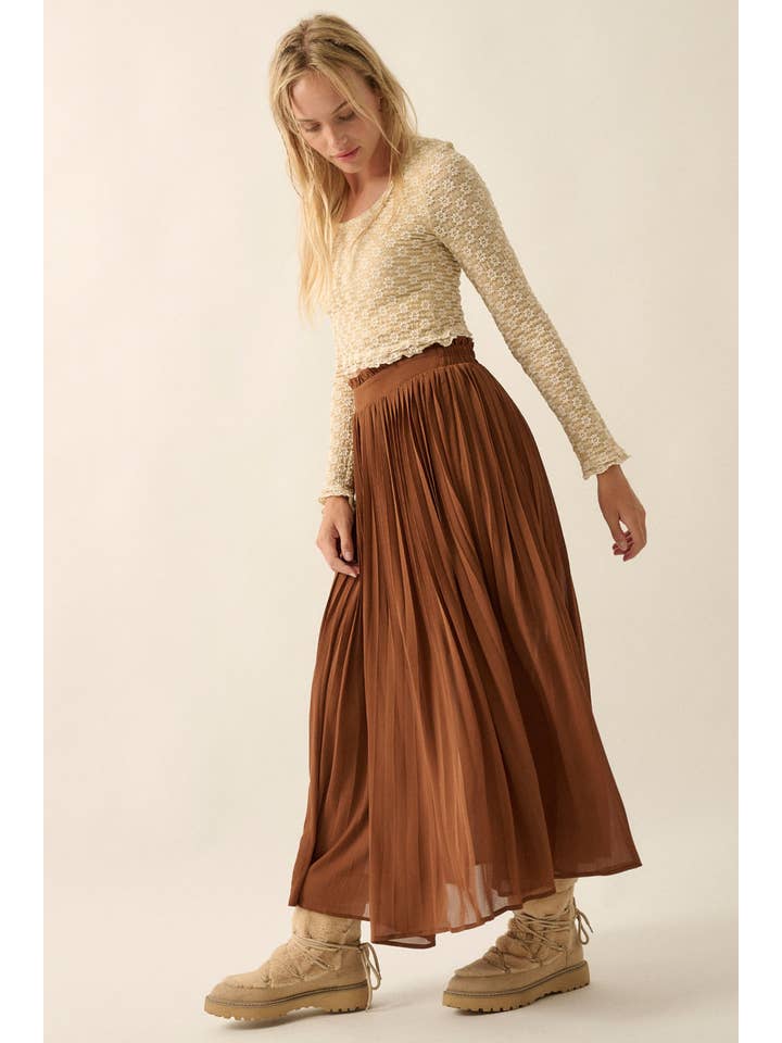 Promesa USA – wholesale Skirt – Women’s – Solid Pleated Chiffon Maxi Skirt2