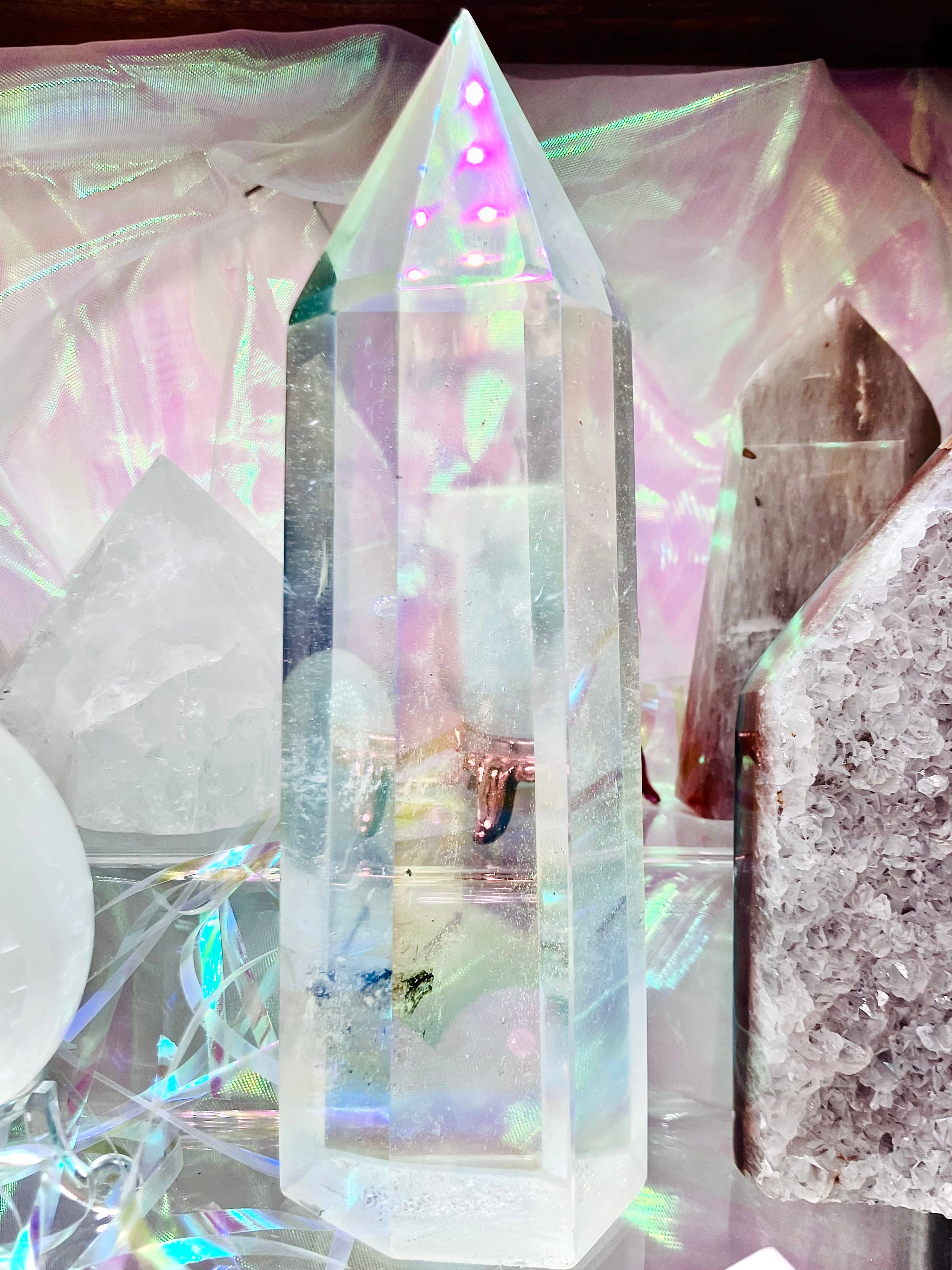 Desarwen - Wholesale Spiritual Stone/Crystal - Altar point obelisk glass crystal sacred geometry 4