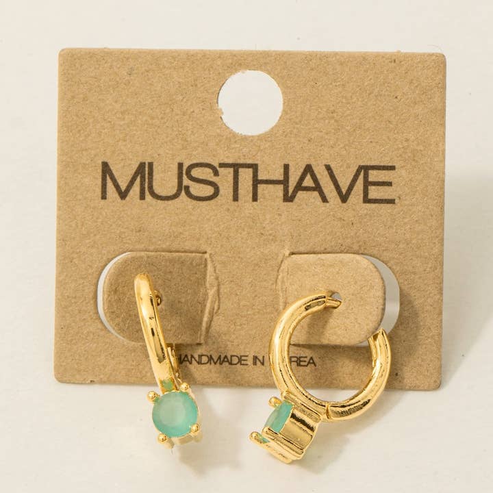 Fame Accessories - Wholesale Hoop Earrings - Gold Dipped Round Cz Gem Hoop Earrings4