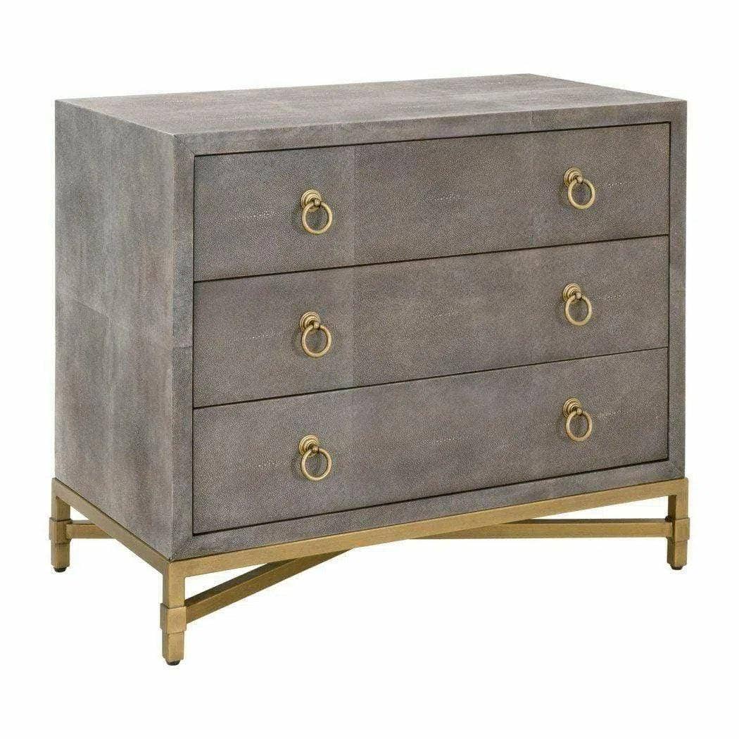 LOOMLAN - Wholesale Bedroom Furniture - Strand Grey Shagreen Scandinavian Nightstand 3 Drawers0