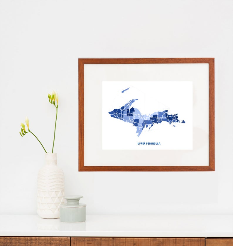 Juanita's Adventures - Wholesale Art Print - Juanitas Upper Peninsula Map Print2