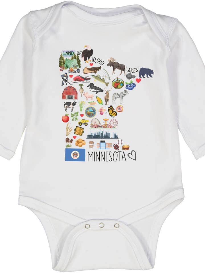 Minnesota Long or Short Sleeve Cotton Onesie for Infants, Toddlers Baby apparel for wholesale by Initial Request
