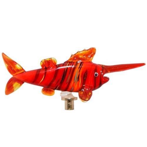 Zaer Ltd. International - Wholesale Garden/Lawn Stake - Glass Swordfish on Gold Plated Iron Pot Stick - 6 Asst Color5