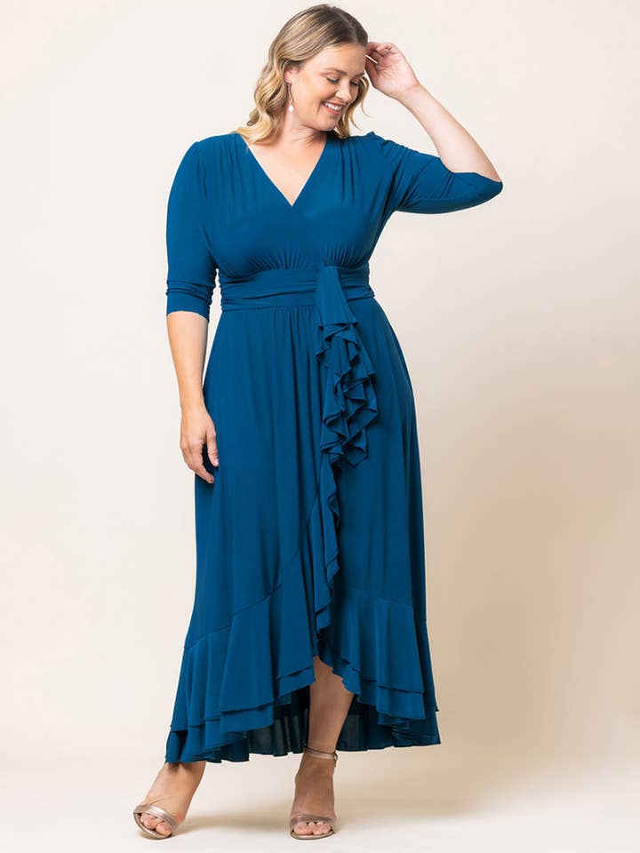 Vestido de noche con volantes Veronica, talla grande para venta al por mayor de Kiyonna