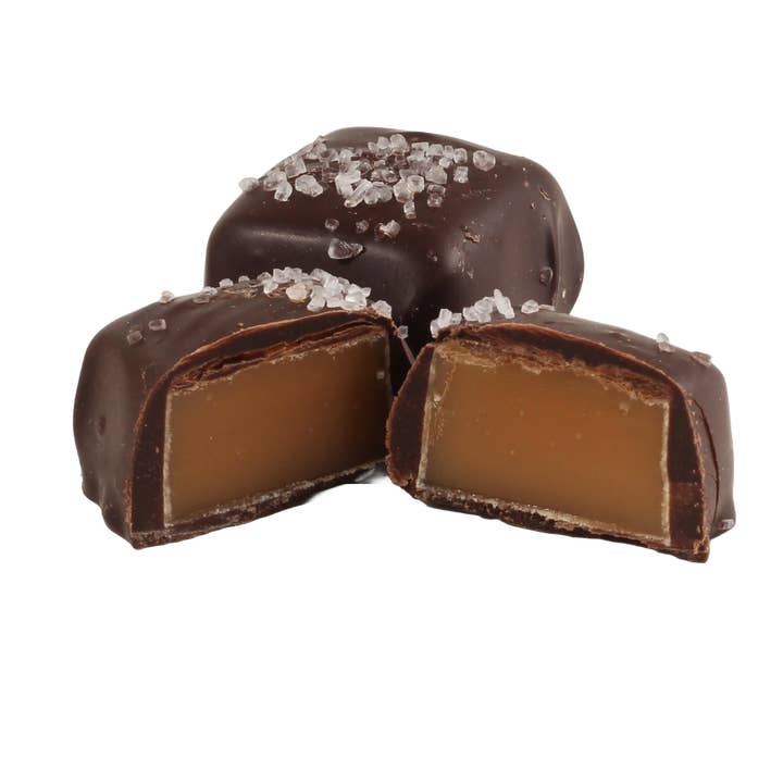 Dark Sea Salt Caramel, Bulk for wholesale by Coblentz Chocolate Company