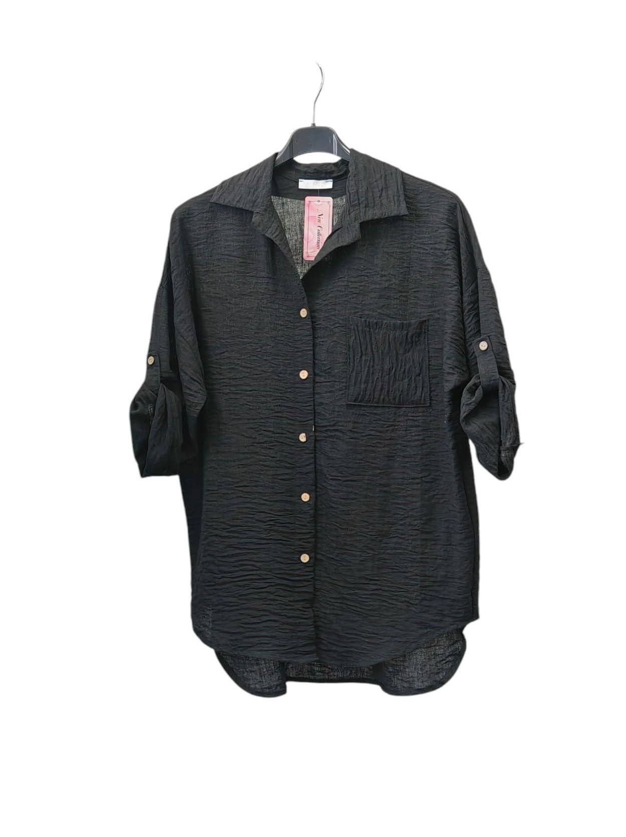 Superbia - Wholesale Button Down Shirt - Women's - Italian One Size Full Button Linen Shirt Blouse with Pocket2