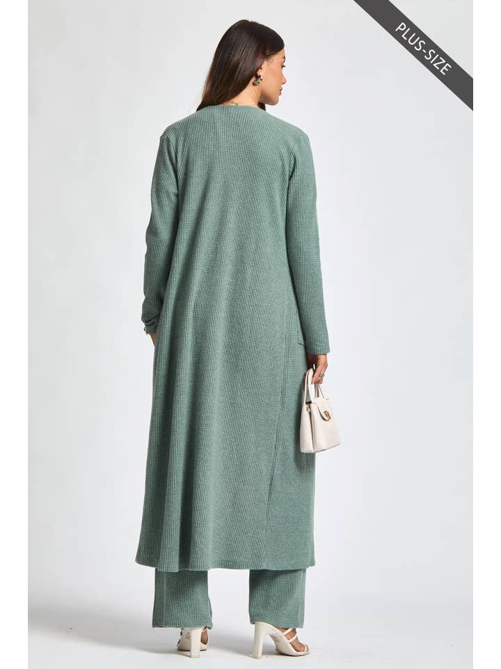 Dear Scarlett - Vente Ensemble de vêtements d'intérieur – femme - Débardeur thermique sans manches grande taille + Cardigan + Pantalon décontracté10